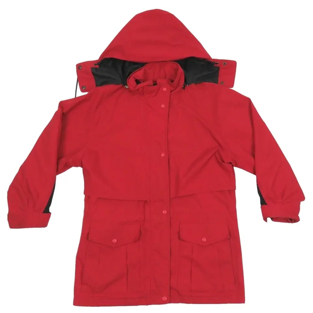 Eddie Bauer Goretex Waterproof Rain Wind Red Mens Hooded Full Zip Parka Jacket M